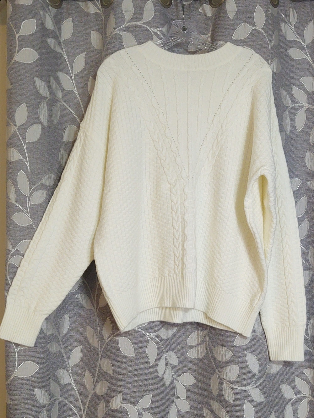 ANDREE BY UNIT Chunky Cream Cable Crewneck Sweater size 1X